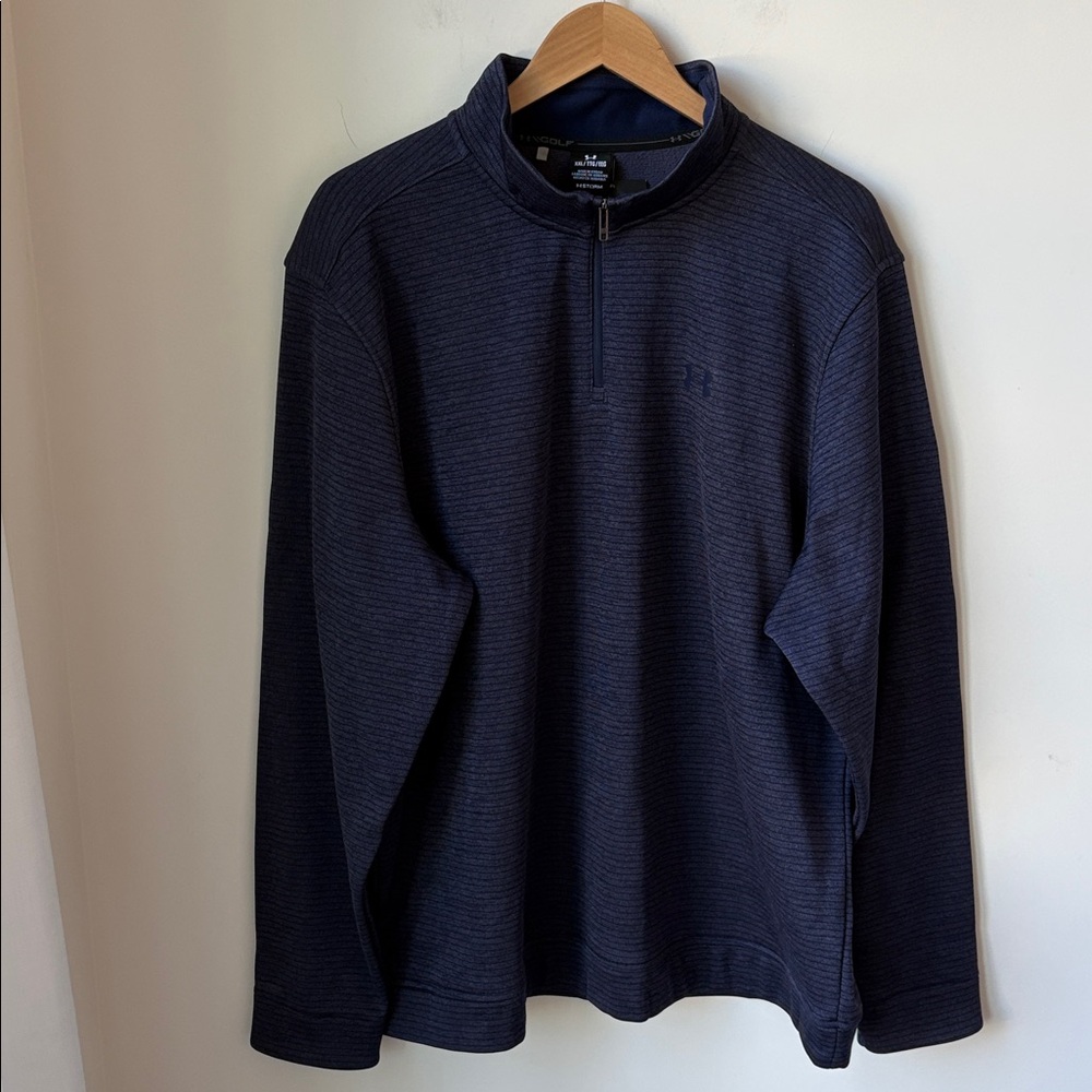 NWT Under Armour Storm Sweater Fleece 1/4 Zip Blue Water Repellant Golf Size 2XL